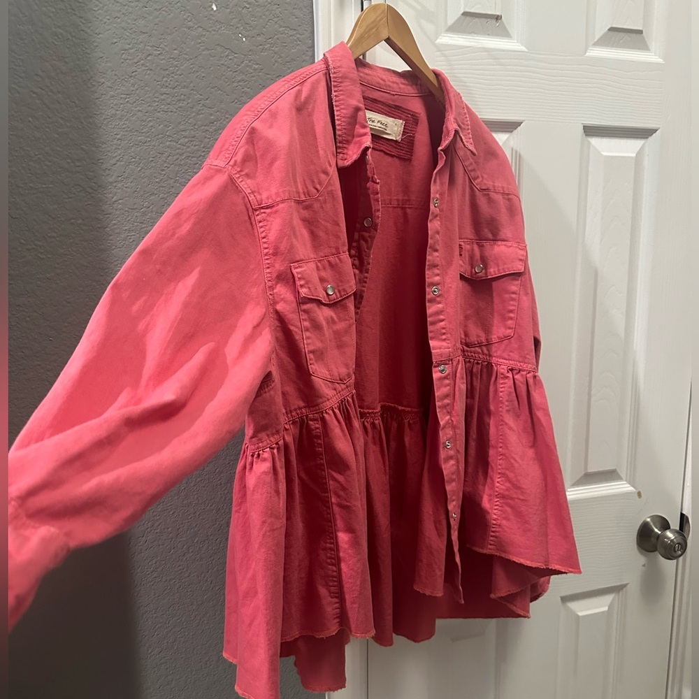 Free People pink babydoll oversized drop size large - Picture 5 of 5